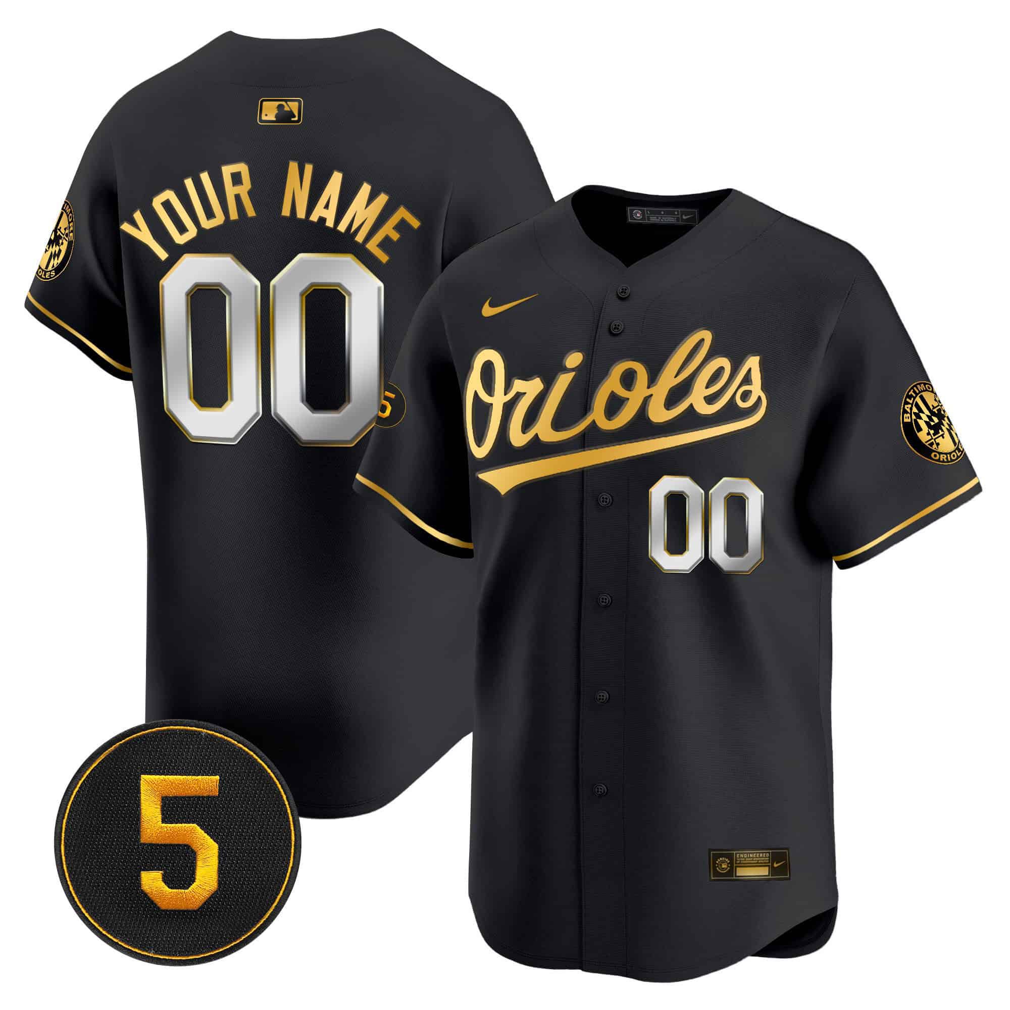 Men Baltimore Orioles Black 2024 Nike Robinson Patch Vapor Premier Limited Custom MLB Jersey->customized mlb jersey->Custom Jersey